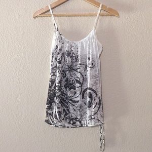 Tilly’s Full Tilt Sheer White and Gray Floral Top